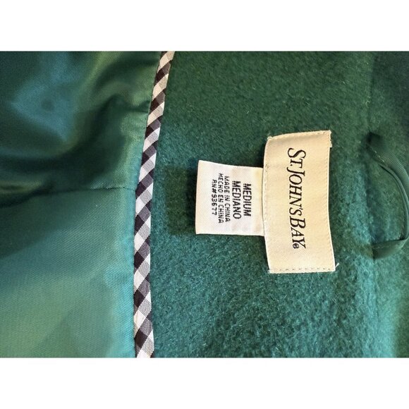 St‎ Johns Bay SJB Wool Blend Green Peacoat Coat Women’s Medium Preppy Outdoor - Picture 5 of 7